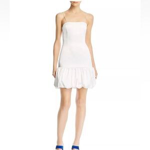 Aqua white bubble hem sheath dresss